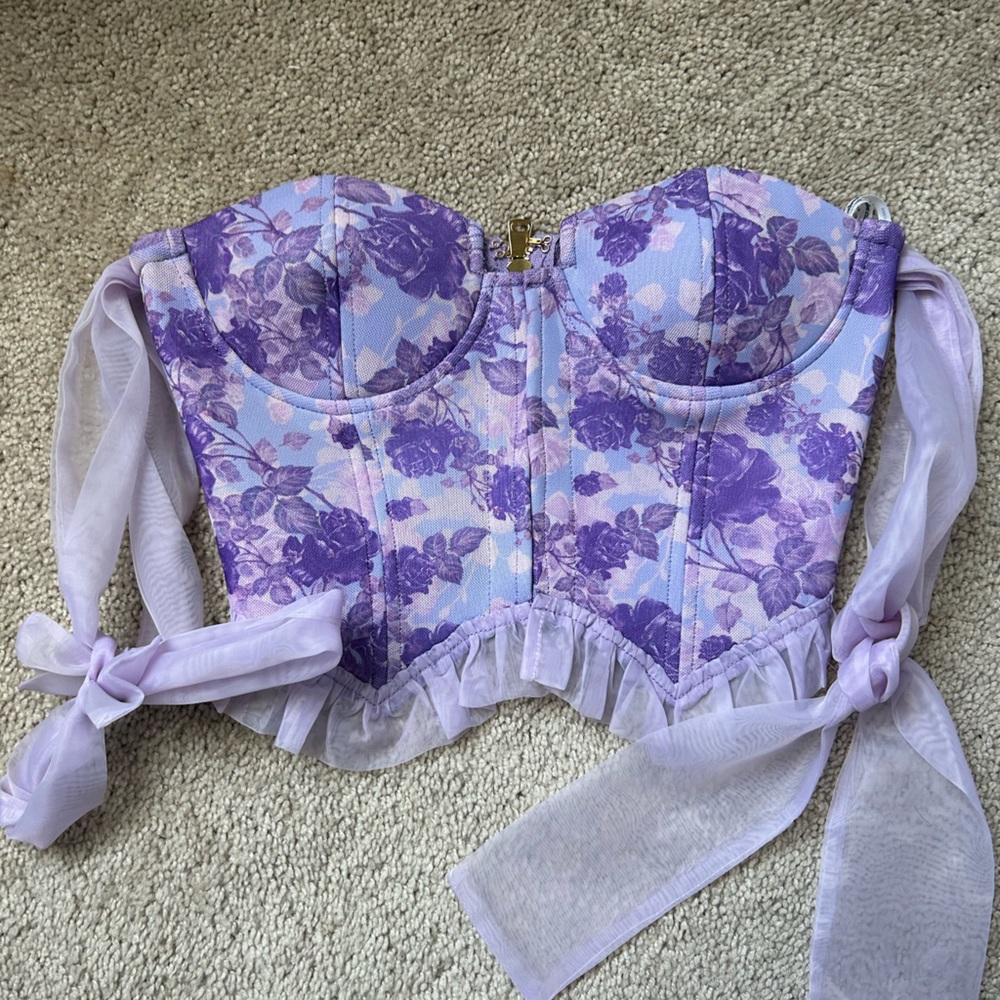 Purple Floral Corset Top